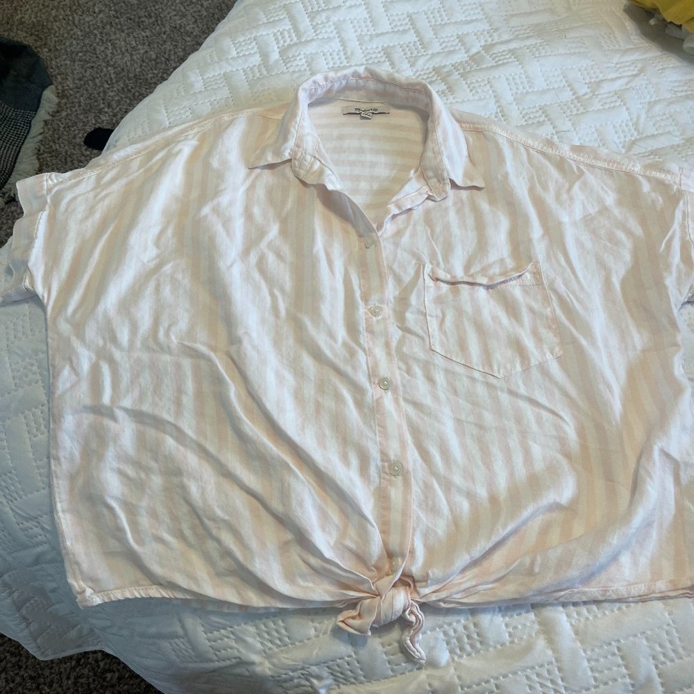 Madewell Pink Pinstripe Shirt - Size S